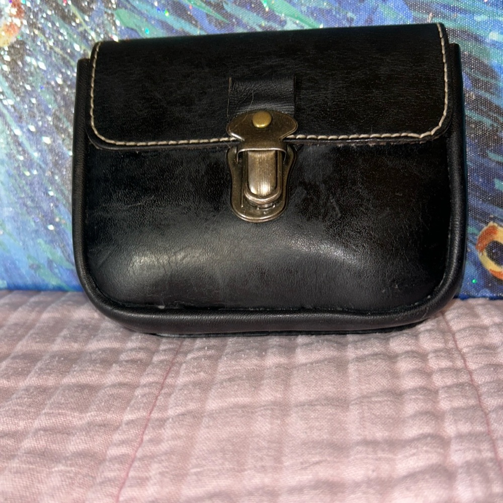 Vintage Black Genuine Leather Pouch for Belt
